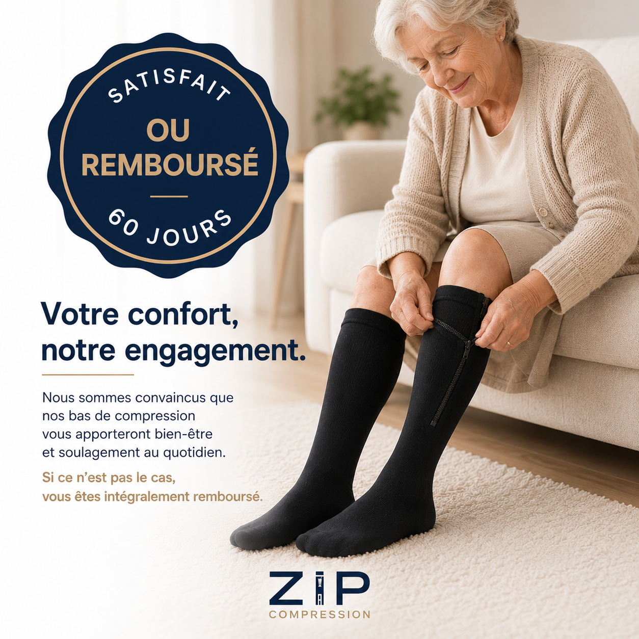 Bas de compression avec fermeture éclair ZIP COMPRESSION
